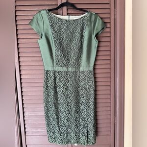 Tory Burch Elegant Olive Green Lace Sheath Dress Size 8